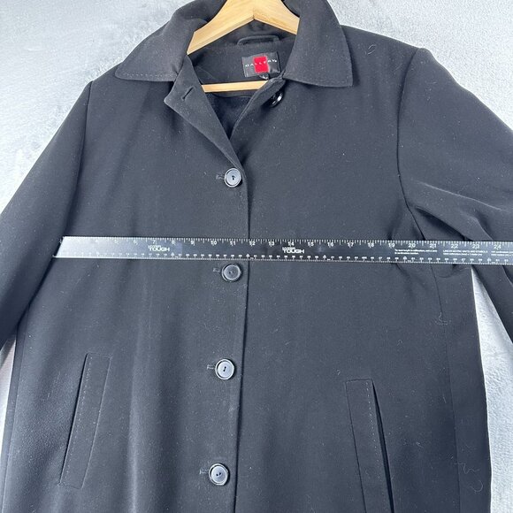 Gallery Maxi Coat Collar Detachable Hood Women's Size Large Button Front Black - Picture 10 of 14